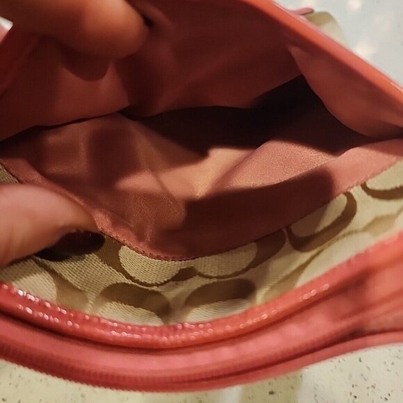 COACH Signature Stripe Beige Pink Shoulder Crossbody Convertible Bag - Picture 8 of 10